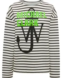 J.W.Anderson Gestreiftes Sweatshirt mit Logo-Print Weiß