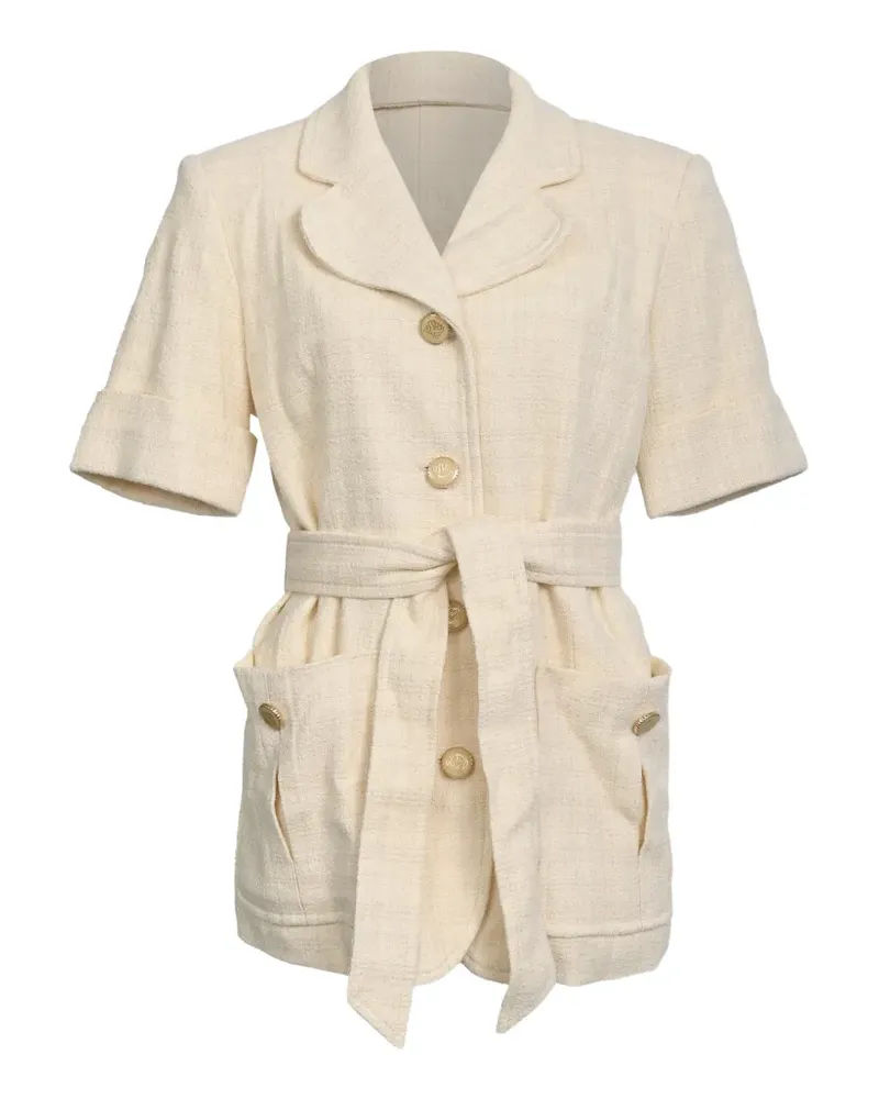 Sandro Truman belted tweed jacket - Nude Nude