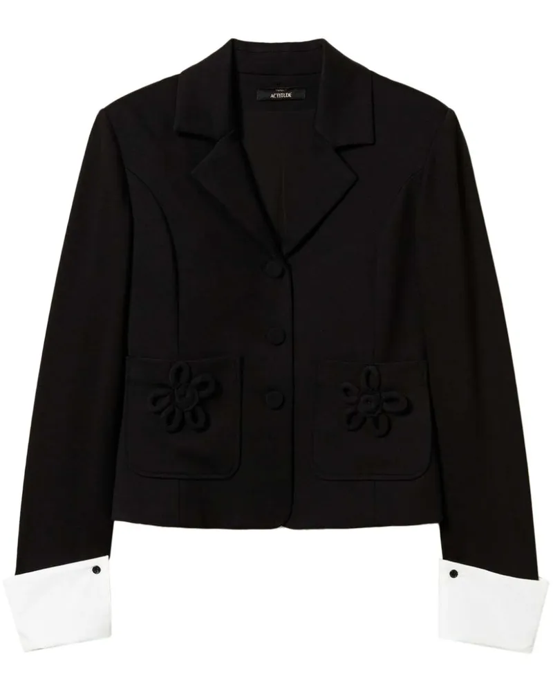 Twin-Set Sakko mit Blumenapplikation - Schwarz Schwarz