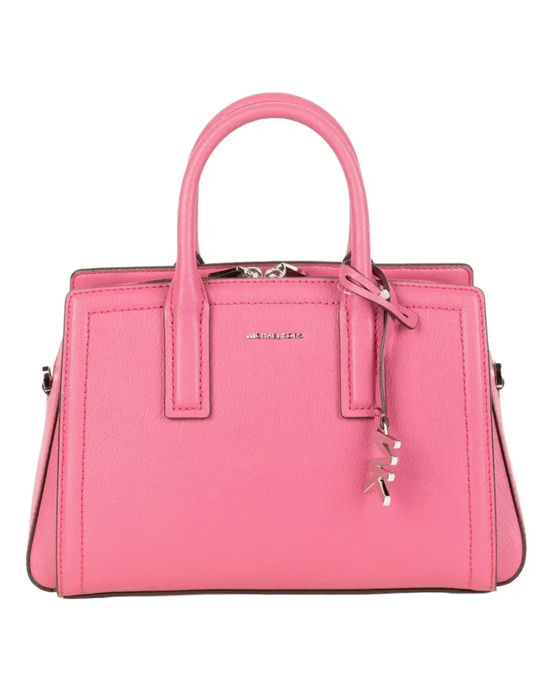 Michael Kors logo-plaque pebbled-leather shoulder bag - Rosa Rosa