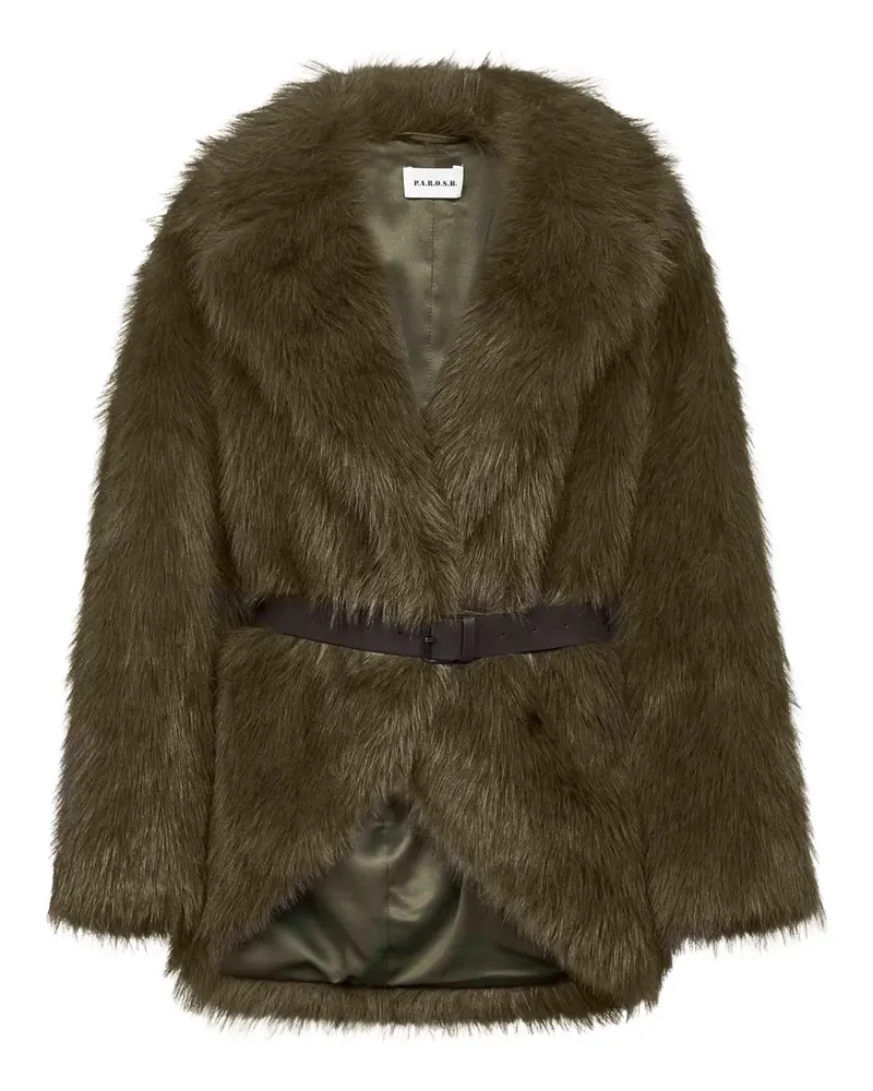 P.A.R.O.S.H. P.A.R.O H. Faux-Fur-Mantel mit Gürtel - Grün Grün