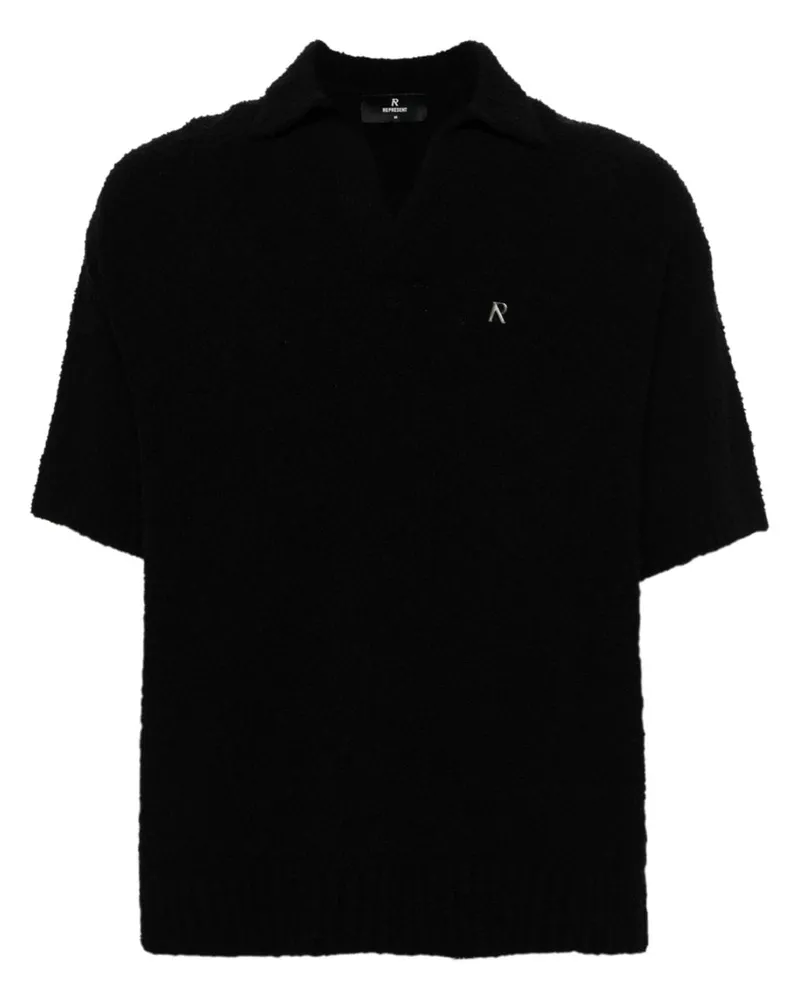 REPRESENT Poloshirt aus Bouclé-Strick - Schwarz Schwarz