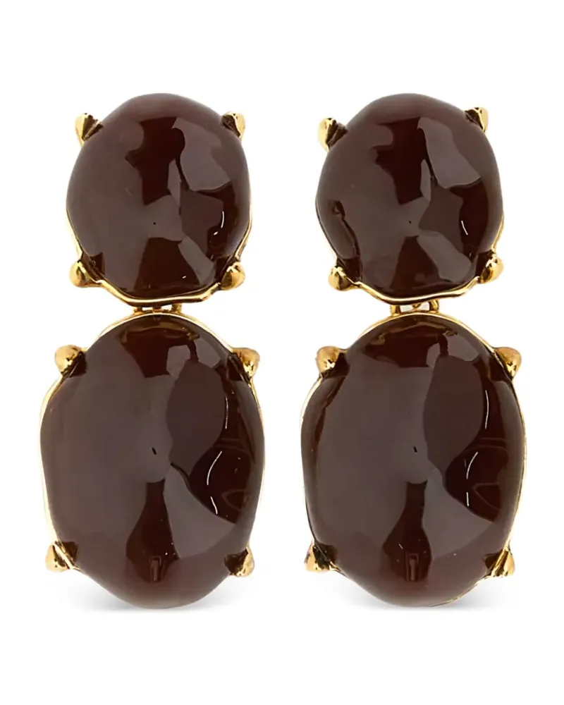 Saint Laurent Ohrclips mit Cabochon - Braun Braun