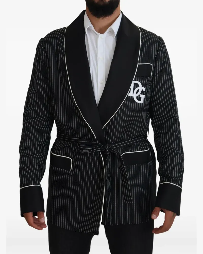 Dolce & Gabbana pinstripe DG-patch blazer - Schwarz Schwarz
