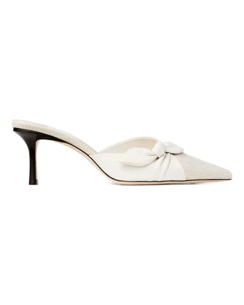 Jimmy Choo Livi bow-detail flecked-texture mules - Nude Nude