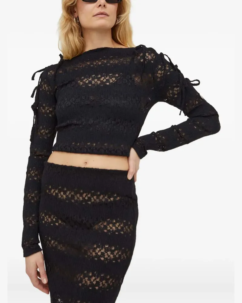 Won Hundred tie-detail top - Schwarz Schwarz