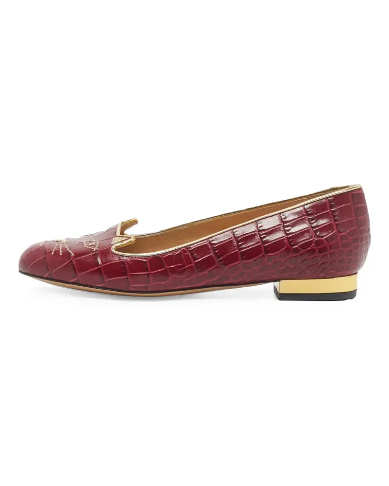 Charlotte Olympia Kitty Loafer mit Kroko-Prägung - Rot Rot