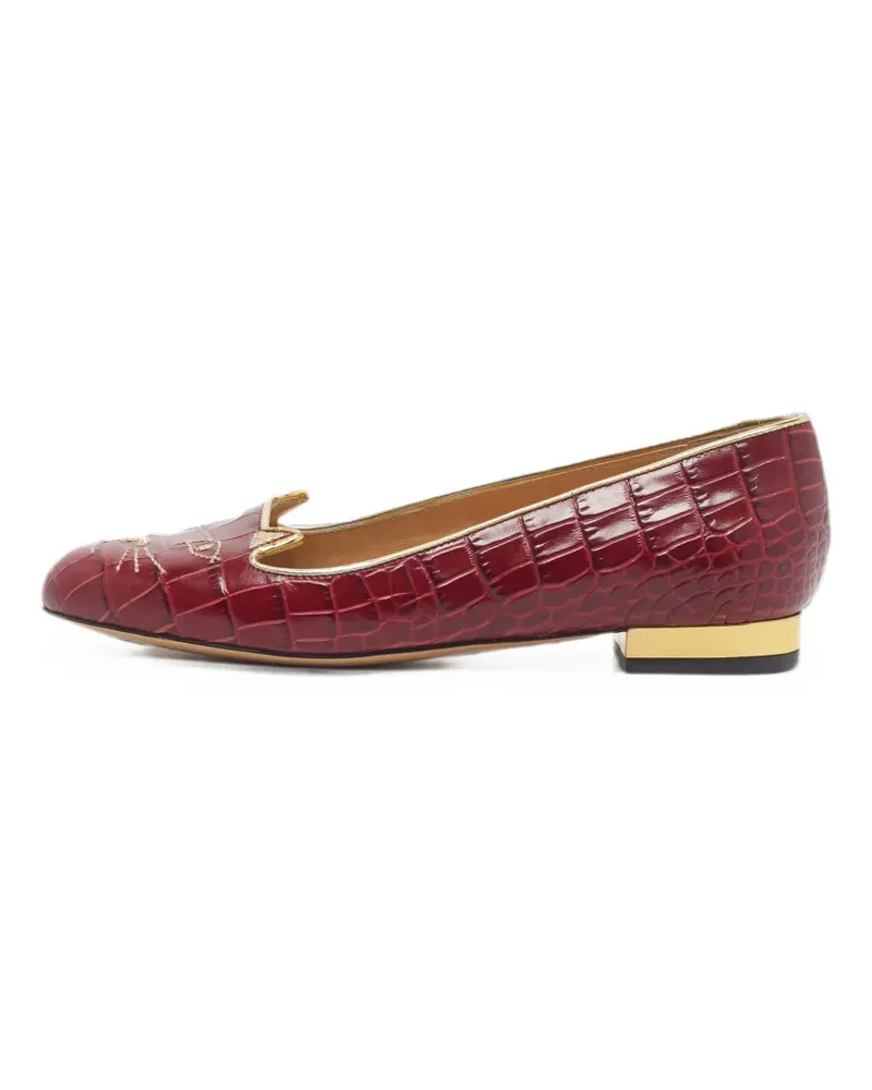 Charlotte Olympia Kitty croc-embossed loafers - Rot Rot