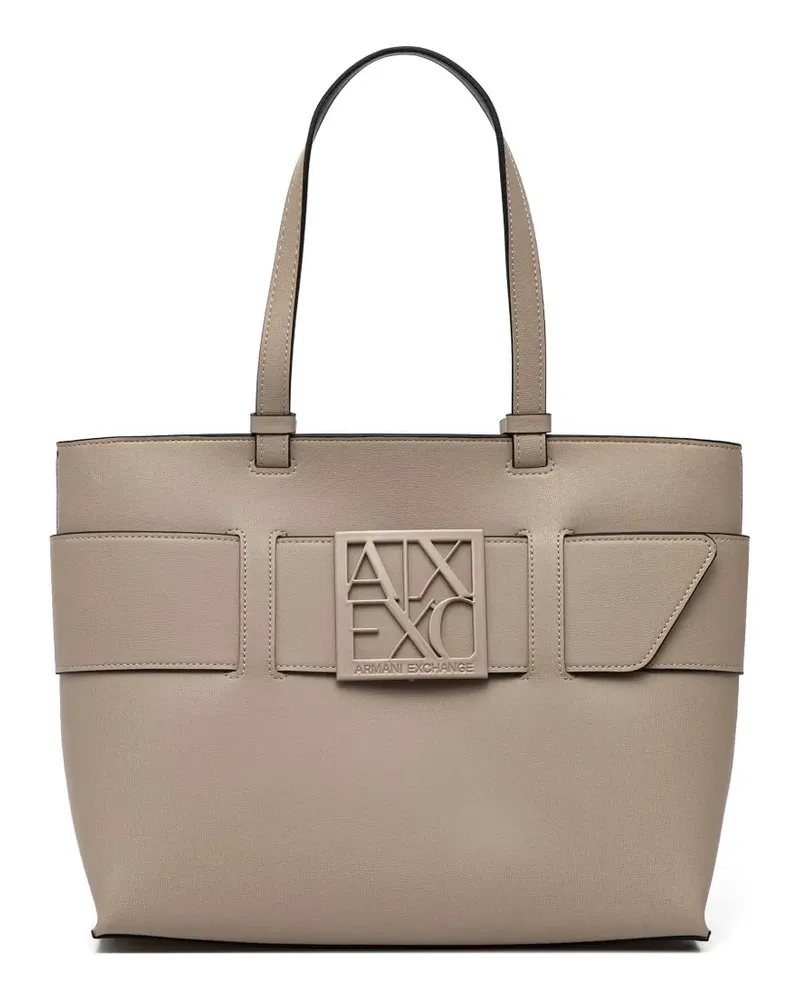 Armani Exchange Schnallen-Tote Bag mit Logo-Schild - Nude Nude