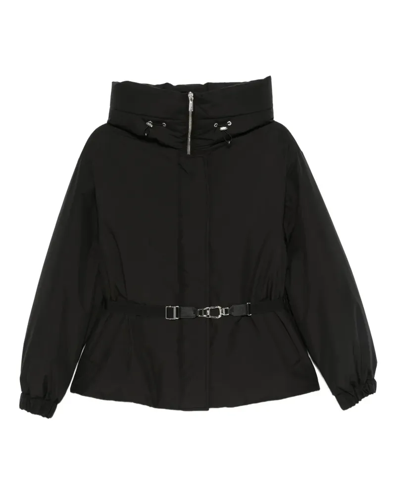 MOORER Stehkragen-Jacke mit Gürtel - Schwarz Schwarz