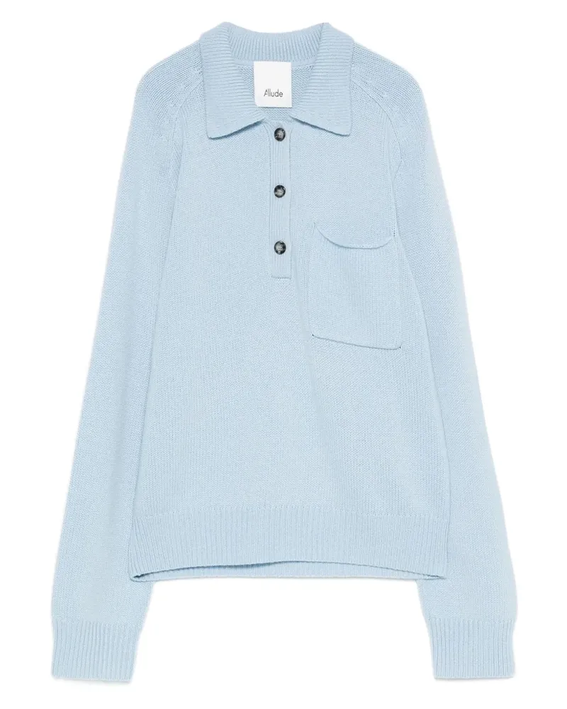 ALLUDE Polo-Pullover mit aufgesetzter Tasche - Blau Blau