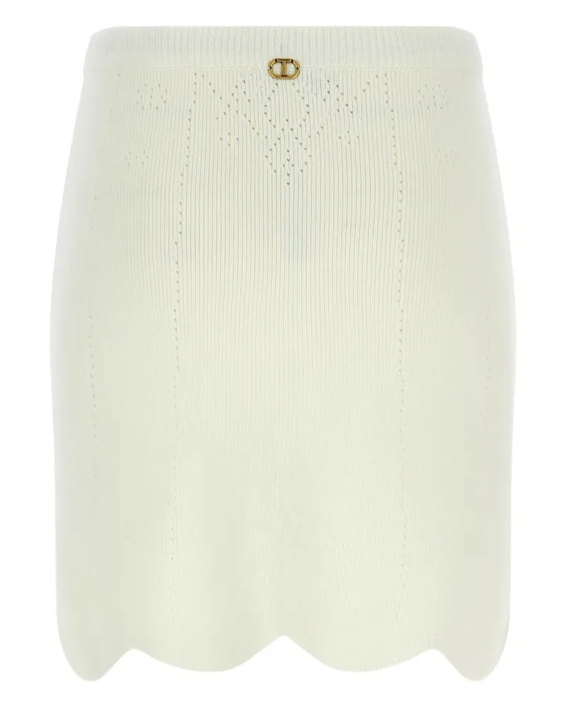 Twin-Set pointelle-detail mini skirt - Nude Nude