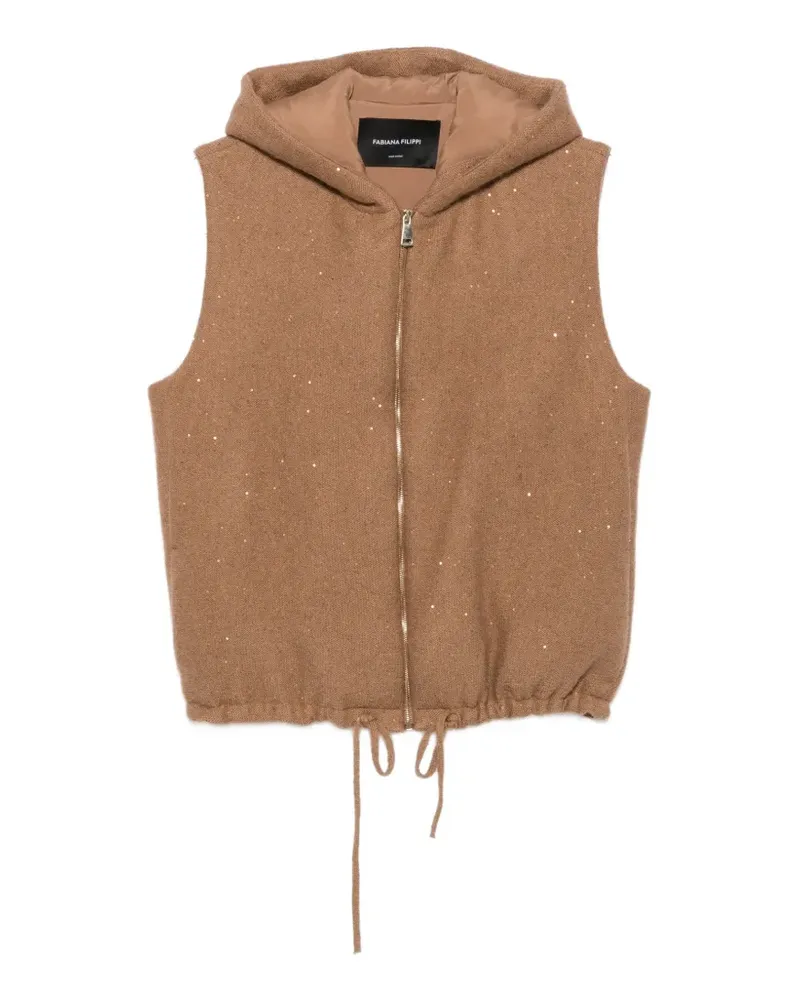 Fabiana Filippi sequin-embellished hooded gilet - Braun Braun