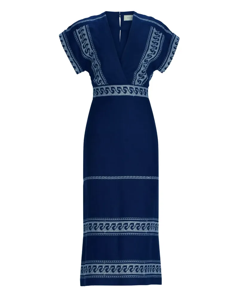 Silvia Tcherassi Kleid mit V-Ausschnitt - Blau Blau