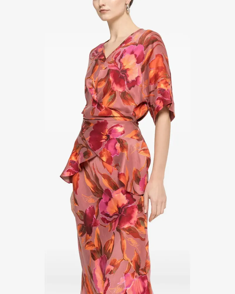 NISSA printed V-neck top - Rosa Rosa