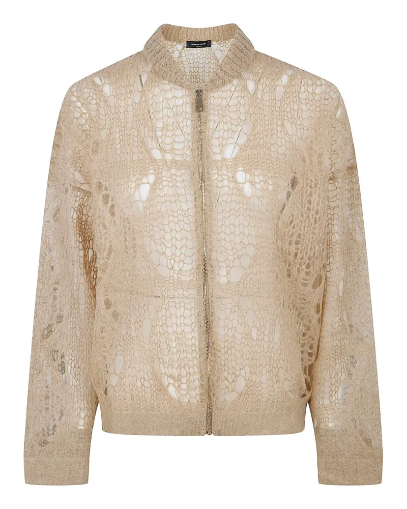 Fabiana Filippi foliage stitch bomber jacket - Nude Nude