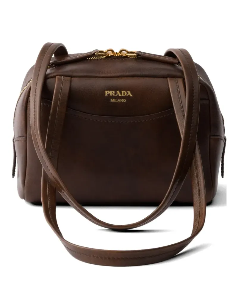 Prada Carry antiqued leather top-handle mini-bag - Braun Braun