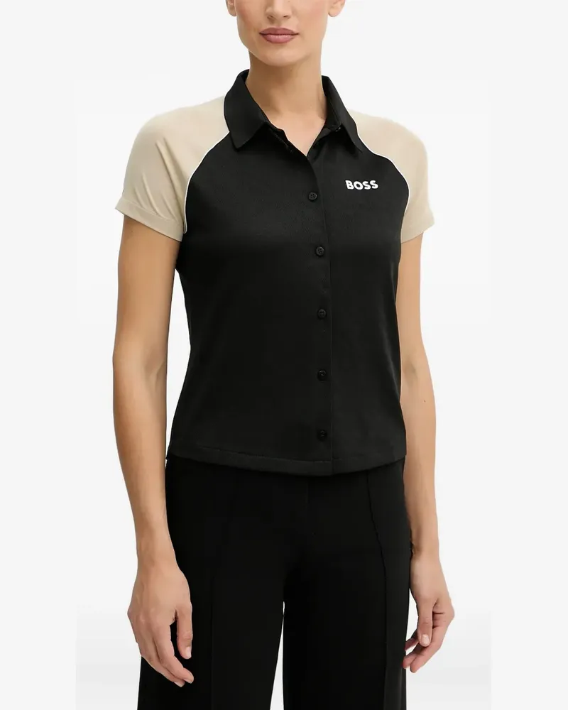 HUGO BOSS Hemd in Colour-Block-Optik - Schwarz Schwarz