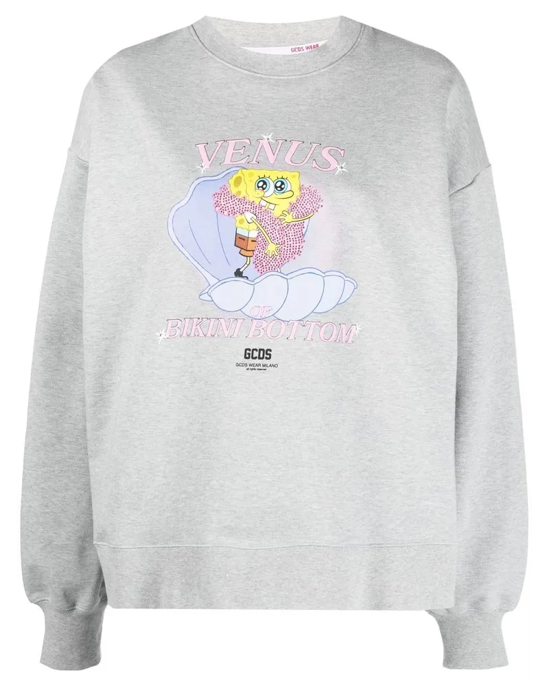 GCDS Sweatshirt mit Schwamm-Print Grau