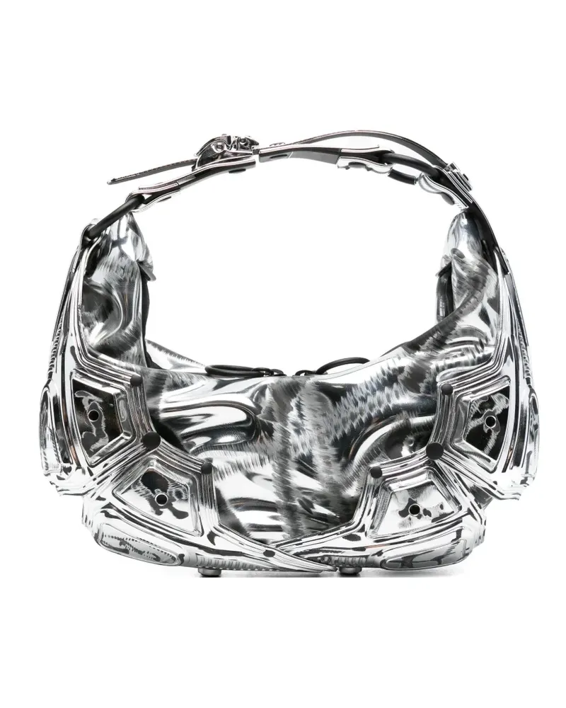 Innerraum MetallicSchultertasche mit Reißverschluss - Silber Silber