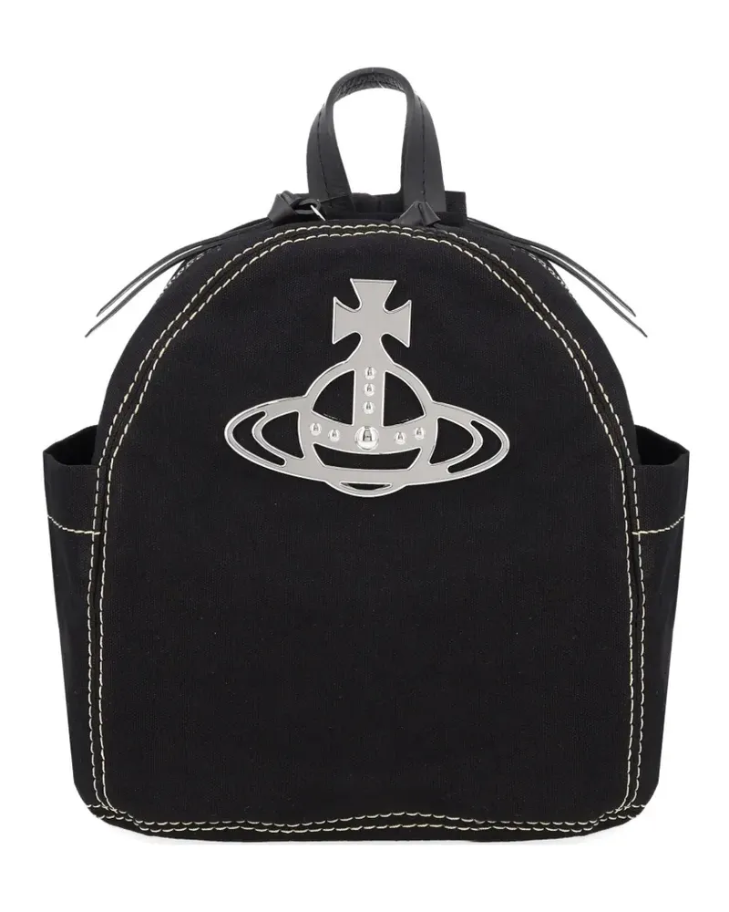 Vivienne Westwood small orb-plaque contrast-stitched backpack - Schwarz Schwarz