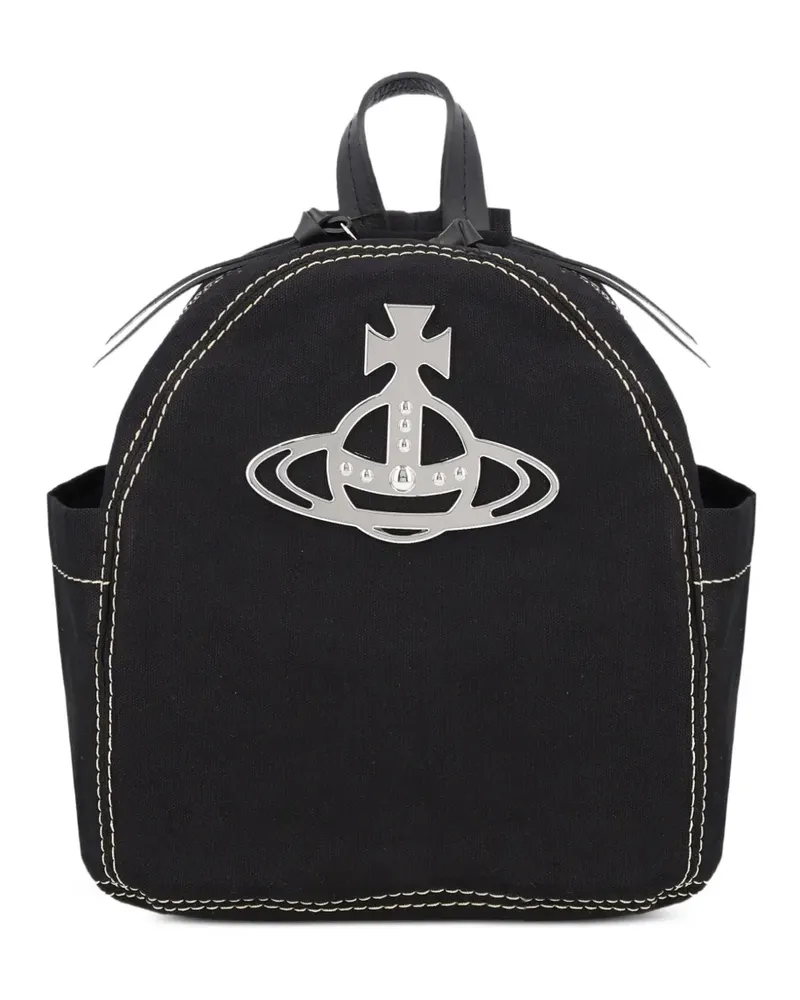 Vivienne Westwood small orb-plaque contrast-stitched backpack - Schwarz Schwarz