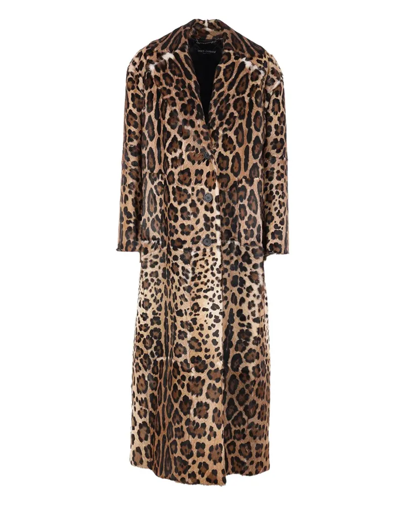 Dolce & Gabbana leopard-print buttoned-up coat - Braun Braun