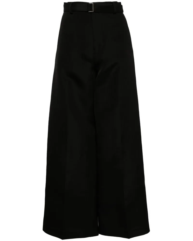 Sacai Gestreifte Hose mit geradem Bein - Schwarz Schwarz