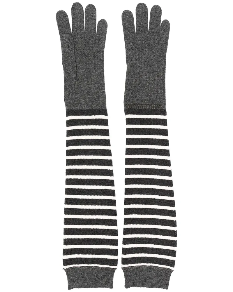 Brunello Cucinelli Handschuhe mit Streifen - Grau Grau