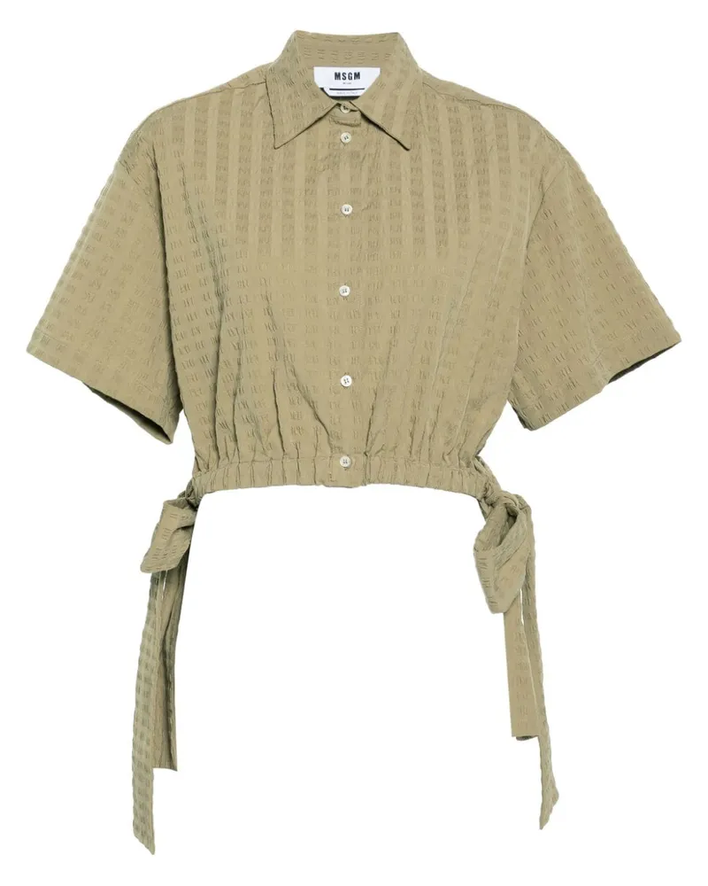 MSGM Cropped-Hemd aus Seersucker - Grün Grün