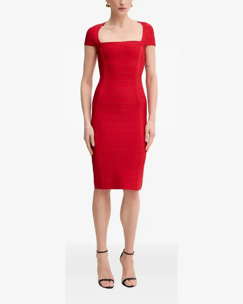 Hervé Léger Kurzärmeliges The Premiere Midikleid - Rot Rot