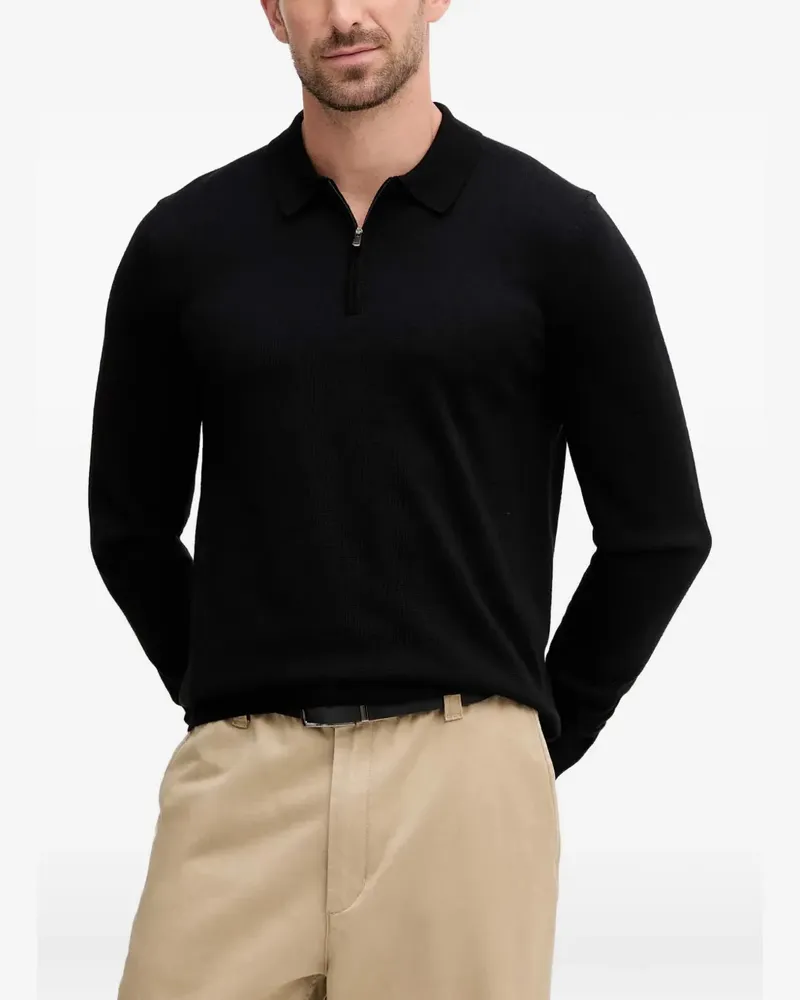JOOP! Dondor Poloshirt mit kurzem Reißverschluss - Schwarz Schwarz