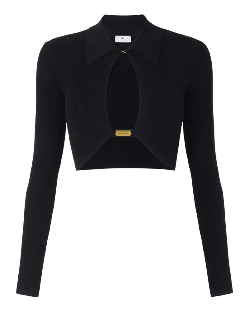 Elisabetta Franchi micro-braided cut-out top - Schwarz Schwarz