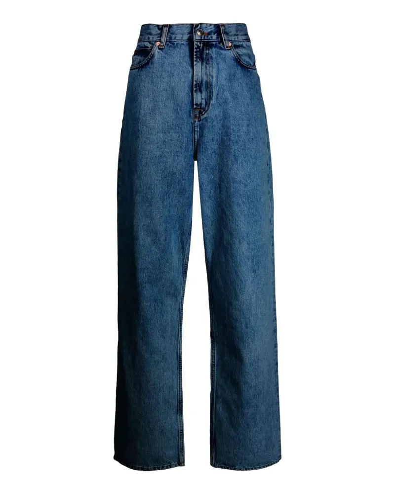 WARDROBE.NYC Jeans mit Kontrastnähten und Logo-Patch - Blau Blau