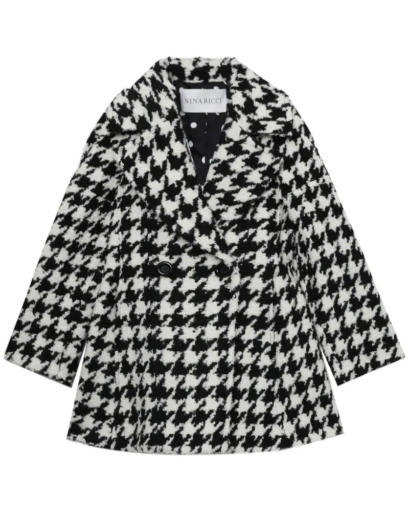 Nina Ricci Mantel mit Hahnentrittmuster - Schwarz Schwarz