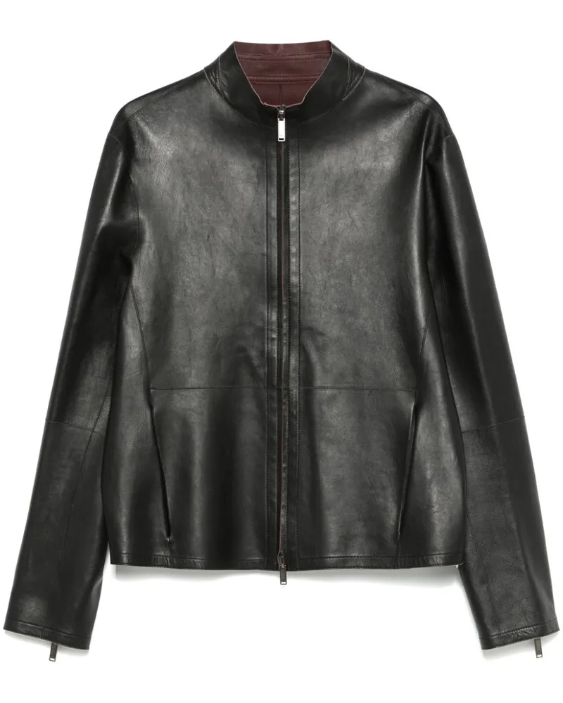 Emporio Armani Klassische Lederjacke - Schwarz Schwarz