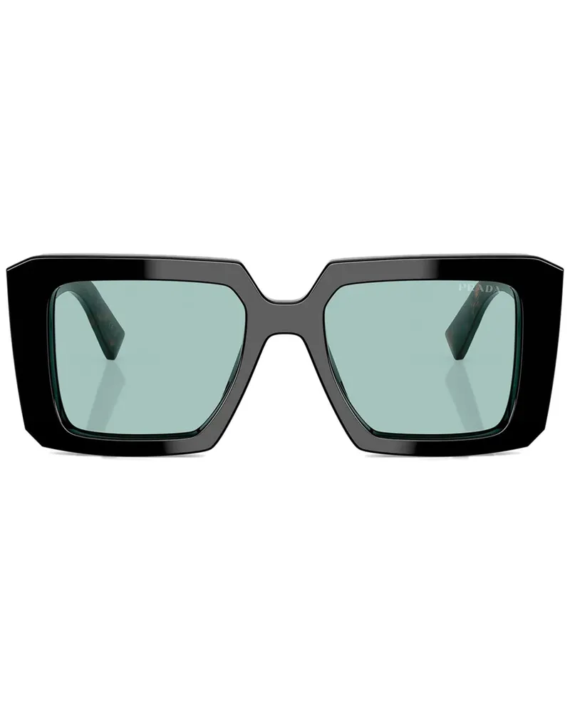 Prada Sonnenbrille mit eckigem Gestell - Schwarz Schwarz