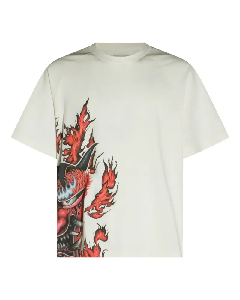 Y-3 graphic-print raglan-sleeve T-shirt - Weiß Weiß