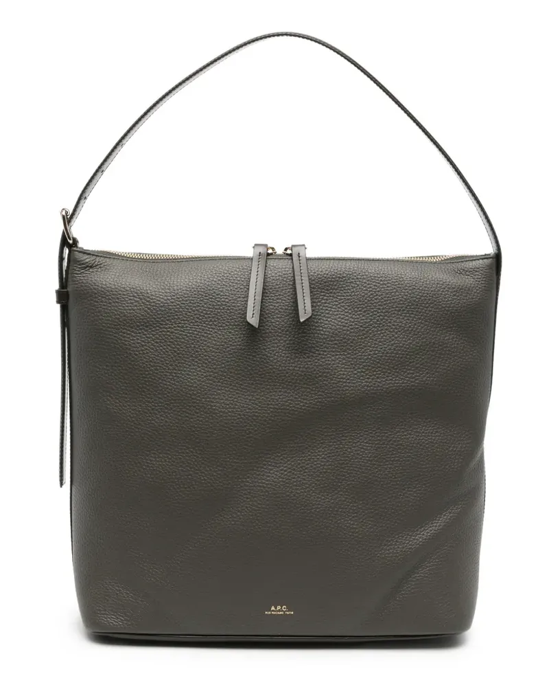 A.P.C. Schultertasche aus gekörntem Leder - Grau Grau