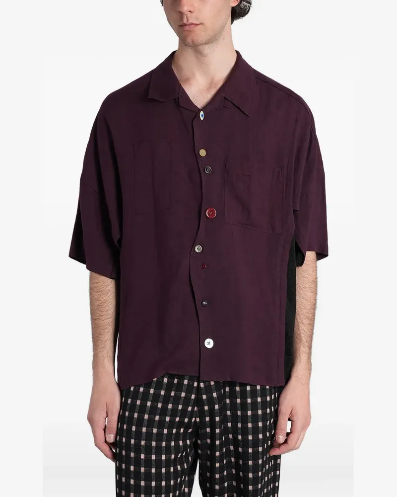 Undercover mismatched-button panelled shirt - Violett Violett