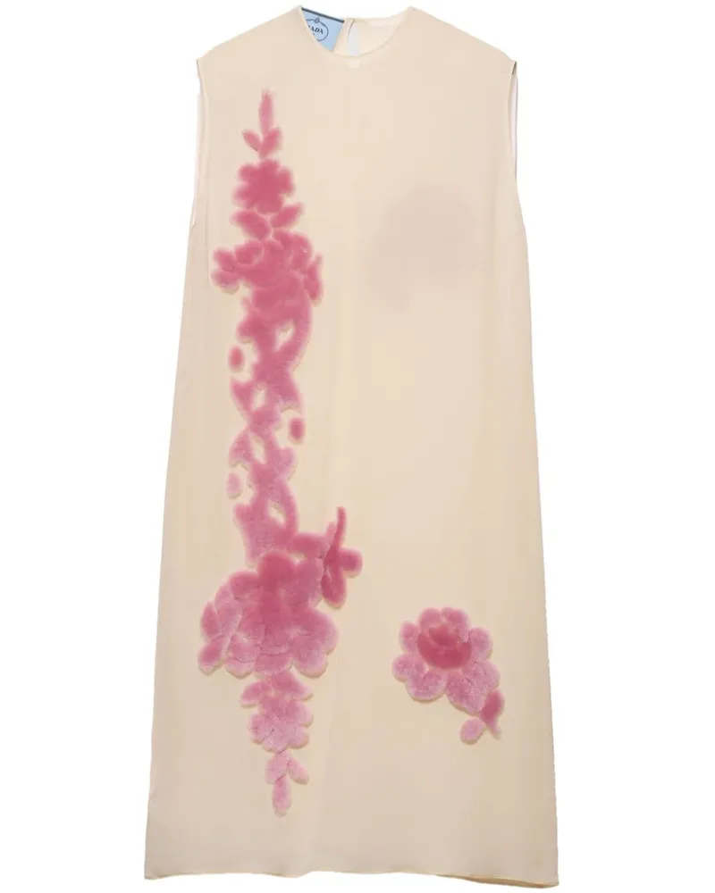 Prada Georgette' Midikleid - Nude Nude
