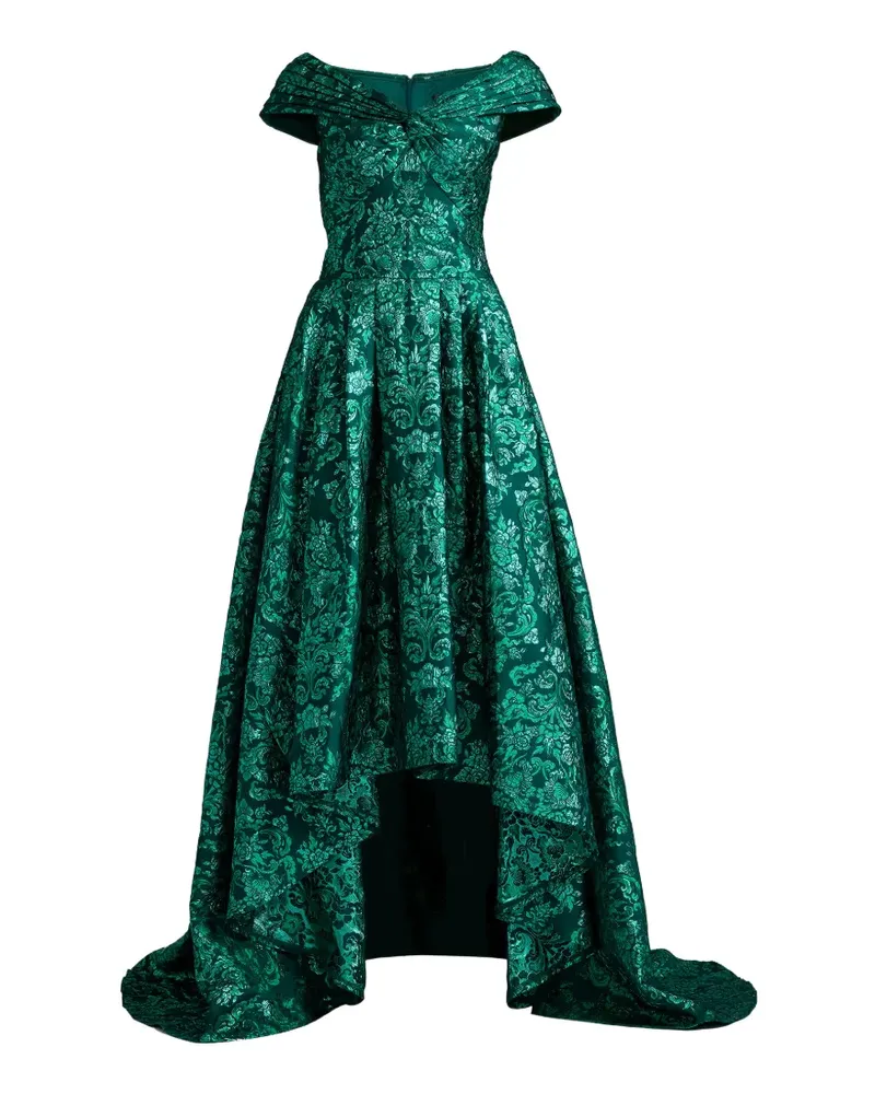 Tadashi Shoji Leontine damask-pattern asymmetric gown - Grün Grün