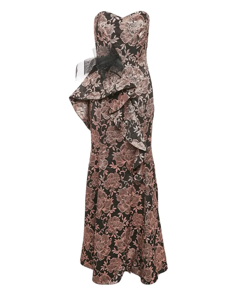 Badgley Mischka Maxikleid aus metallischem Jacquard - Schwarz Schwarz
