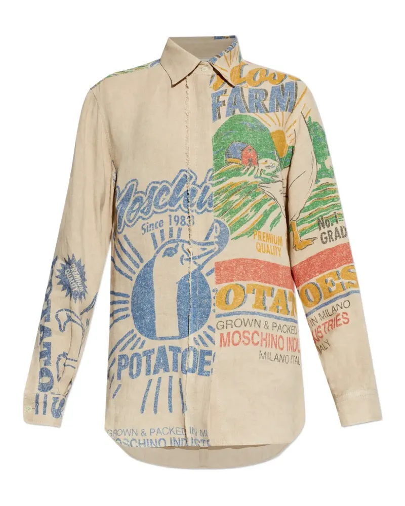 Moschino graphic-print shirt - Nude Nude