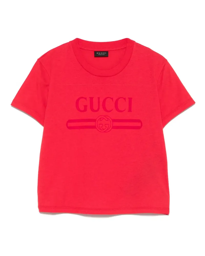 Gucci logo-print cropped T-shirt - Rot Rot