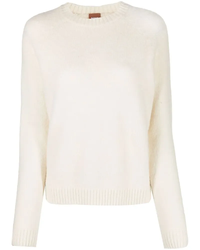 HUGO BOSS Pullover in Feinstrick - Weiß Weiß
