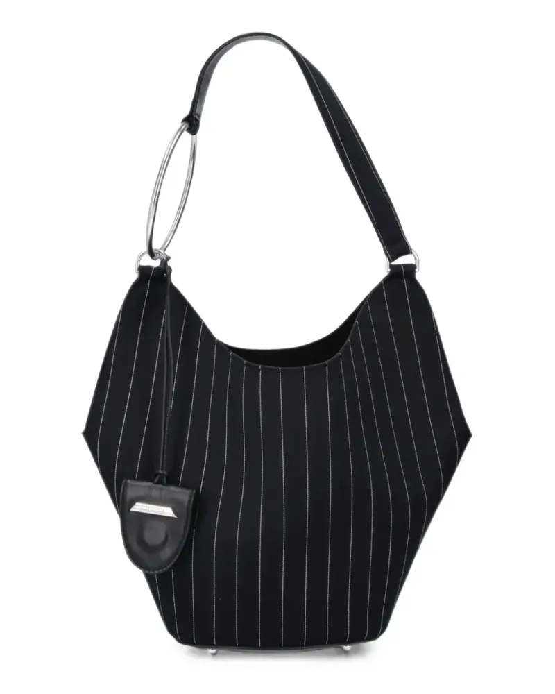 Dondup Schultertasche mit Nadelstreifen und Ringdetail - Schwarz Schwarz