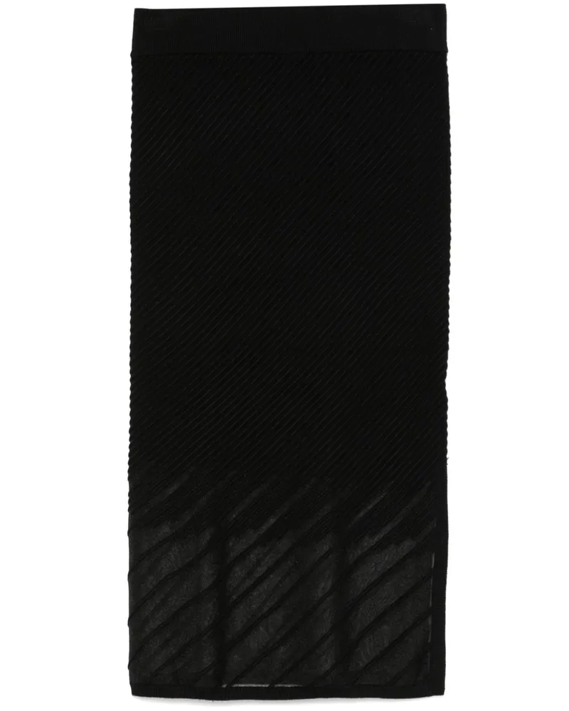 DKNY Gerippter Midirock ohne Nähte - Schwarz Schwarz