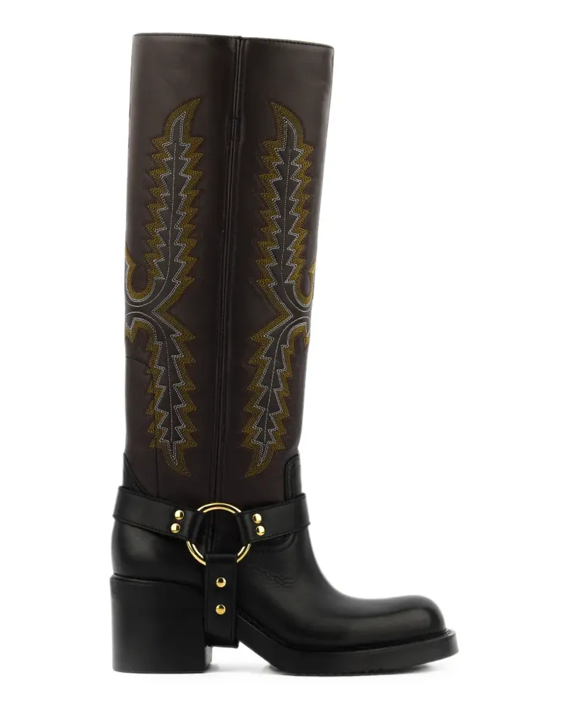 Elena Iachi Kniehohe Stiefel mit Stickerei - Braun Braun