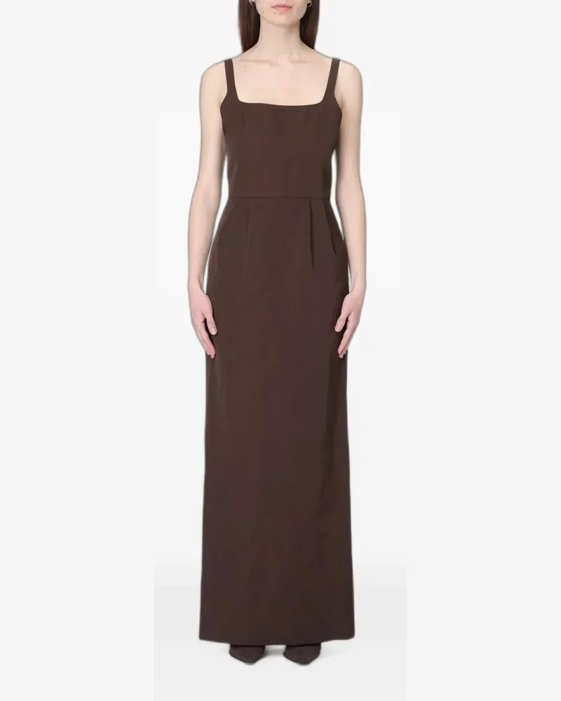 TER ET BANTINE pleated square-neck maxi dress - Braun Braun